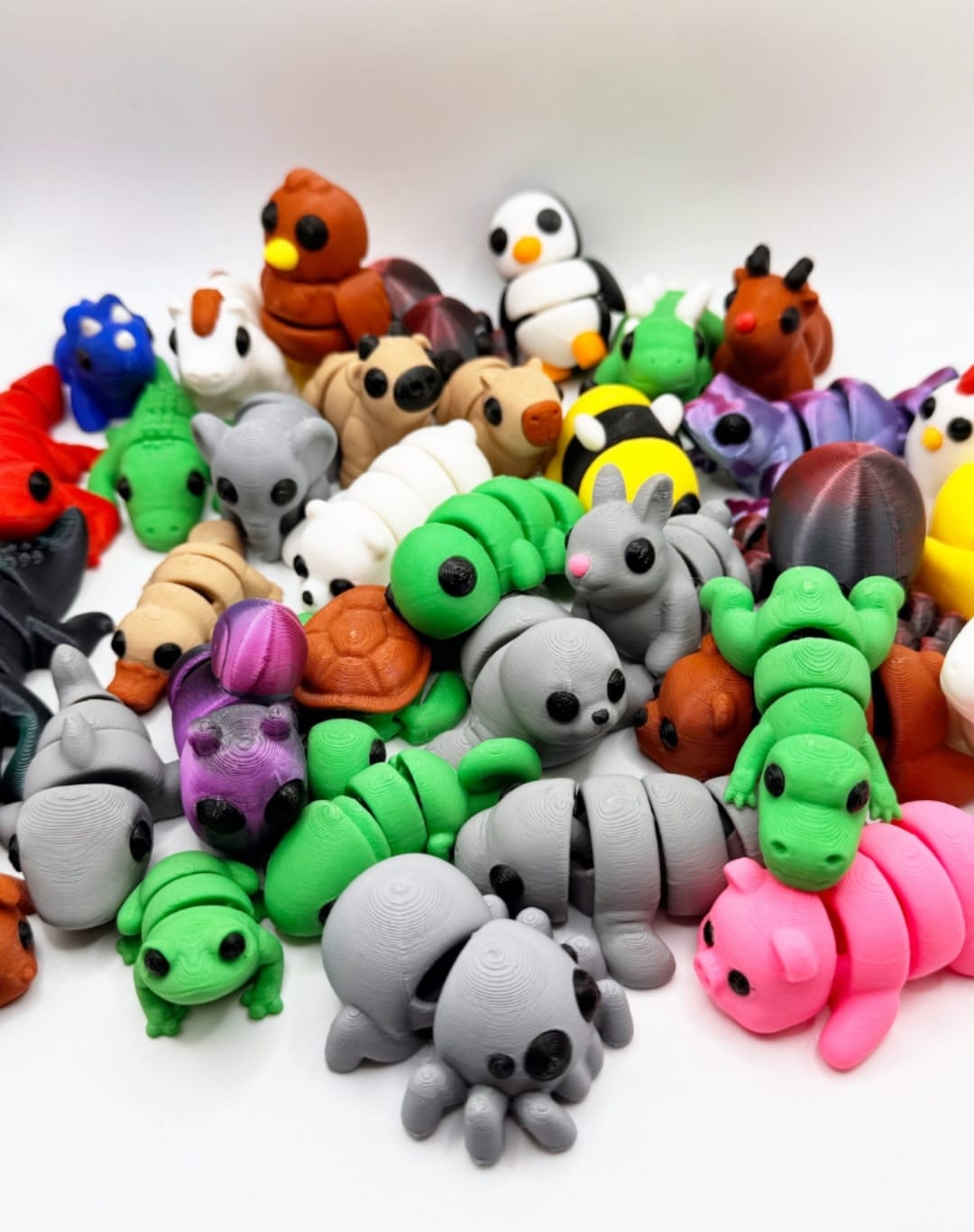 Mixed 5-Pack of 3D Printed Fleximalz – Surprise Articulated Animal Toys!