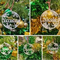 Custom 3D Printed Flat Christmas Name Baubles – Personalized Tree Decorations